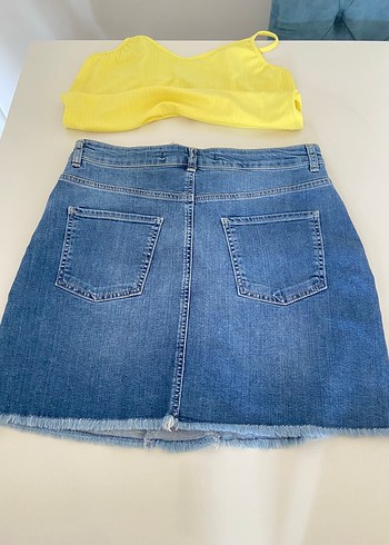 xxl Beden sarı Renk Kot Mini Etek