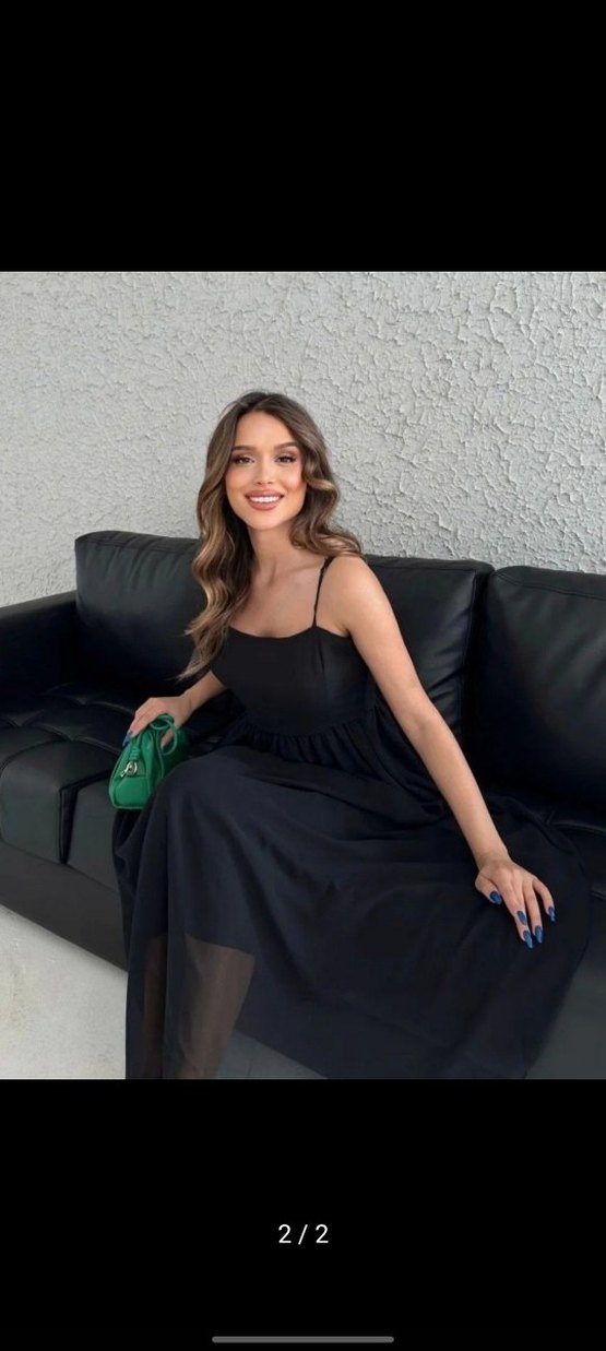 Siyah Askılı Uzun Elbise - Görsel 2