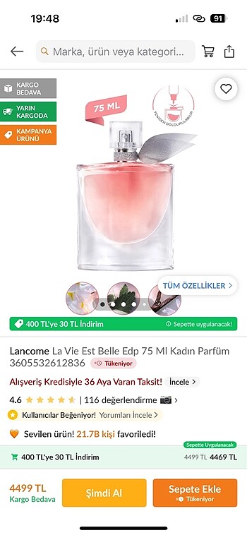 Beden Lancome - La Vie Est Be Elle 75ML