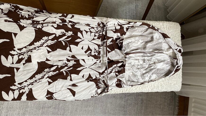 40 Beden kahverengi Renk Halter Yaka Elbise