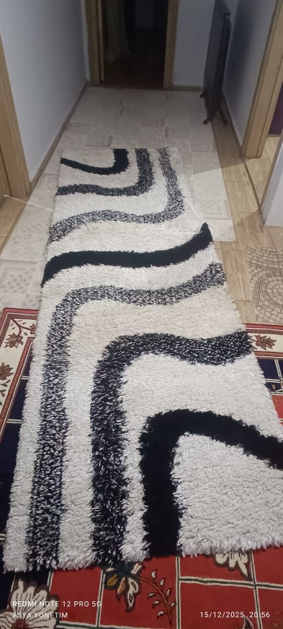 Çağdaş Zebra Desenli Beyaz Gri Halı - Görsel 2