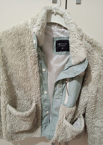 Gri Kadın Midi Boy Sıcak Peluş Ceket - Görsel 2