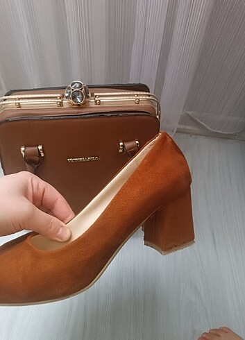 Victoria Polo çanta ve 38 numara ayakkabı taba renk