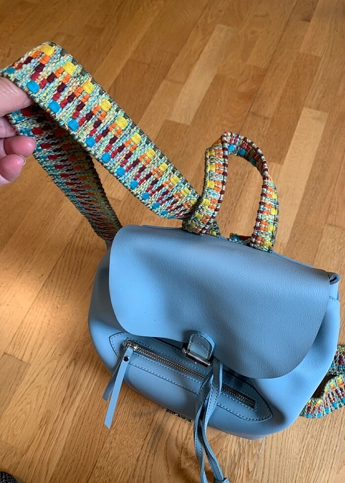 Divarese Deri Mavi Çanta - Görsel 3