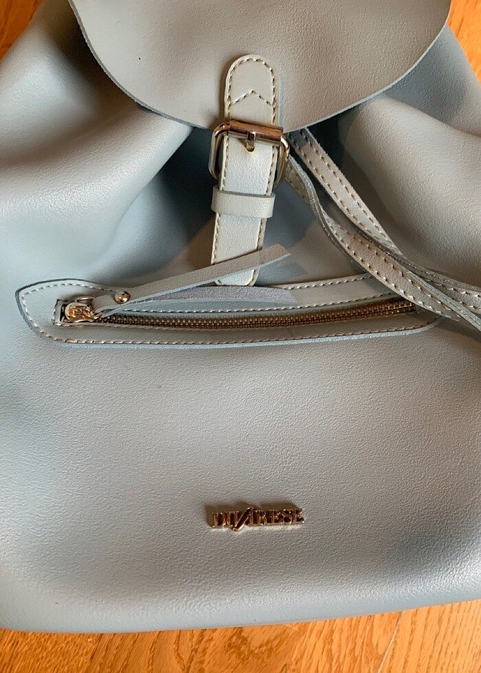 Divarese Deri Mavi Çanta - Görsel 4