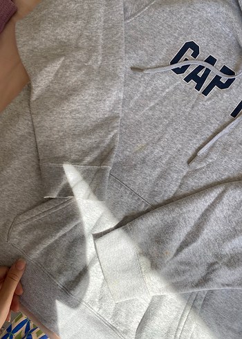 xl Beden gri Renk Gri Kapüşonlu Baskılı Kadın Sweatshirt
