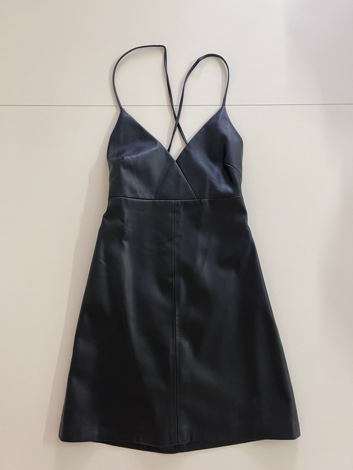 Mango mini deri elbise - Görsel 3