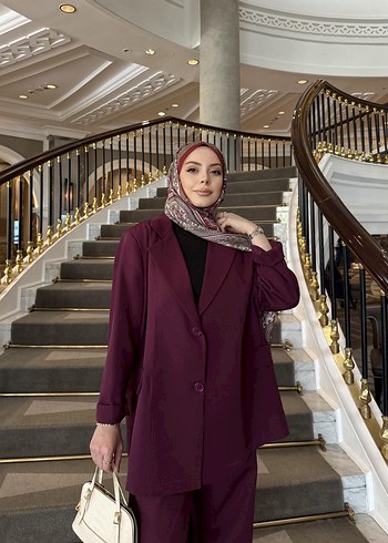 Bordo Uzun Kollu Kadın Takım - Görsel 2