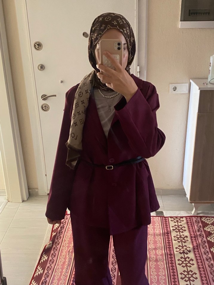 Bordo Uzun Kollu Kadın Takım - Görsel 3