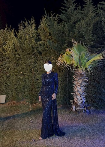 Uzun Lacivert Gotik Kadın Abiye Elbise - Görsel 2