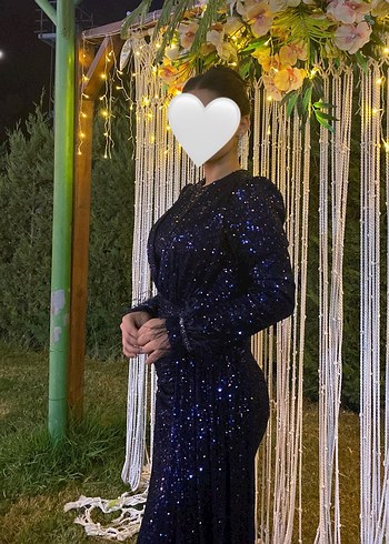 Uzun Lacivert Gotik Kadın Abiye Elbise - Görsel 4