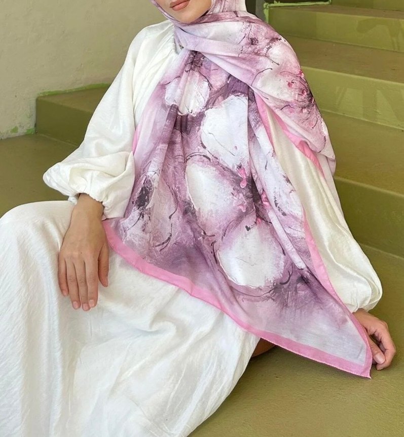 Pembe Bohem Tarzı İpek Görünümlü Kadın Şal - Görsel 5