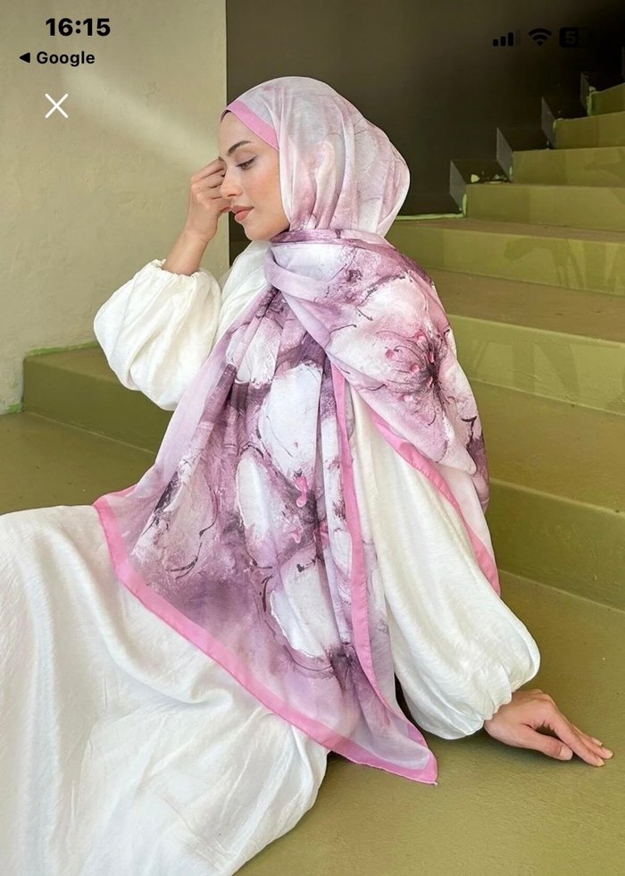 Pembe Bohem Tarzı İpek Görünümlü Kadın Şal - Görsel 4