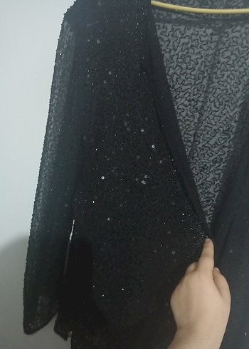 diğer Beden siyah Renk Bayan Parıltılı, Siyah Hırka.