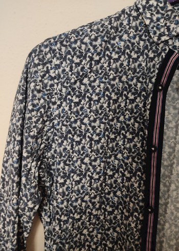 m Beden Gri Batik Desenli Erkek Uzun Kollu Gömlek