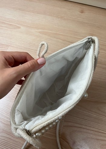  Beden ten rengi Renk İnci Detaylı Hasır Çanta