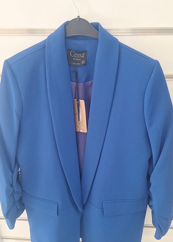 Mavi Düğmeli Kadın Blazer Ceketi