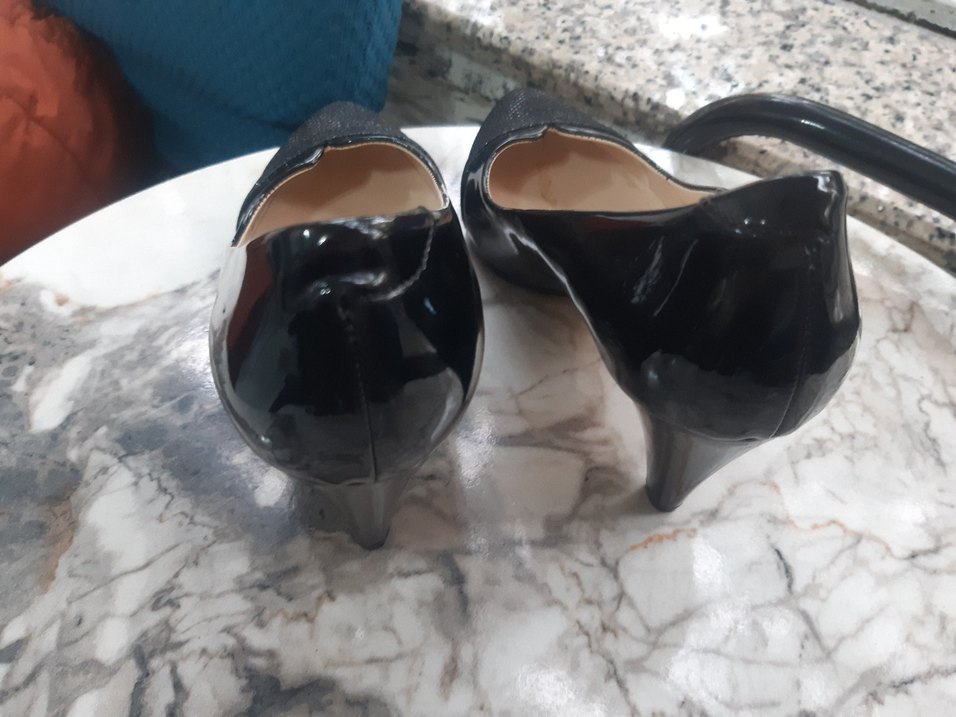 Parlak Siyah Yılan Desenli Stiletto Topuklu - Görsel 2