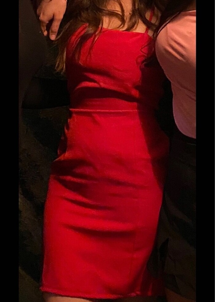 Kırmızı mini elbise - Görsel 3