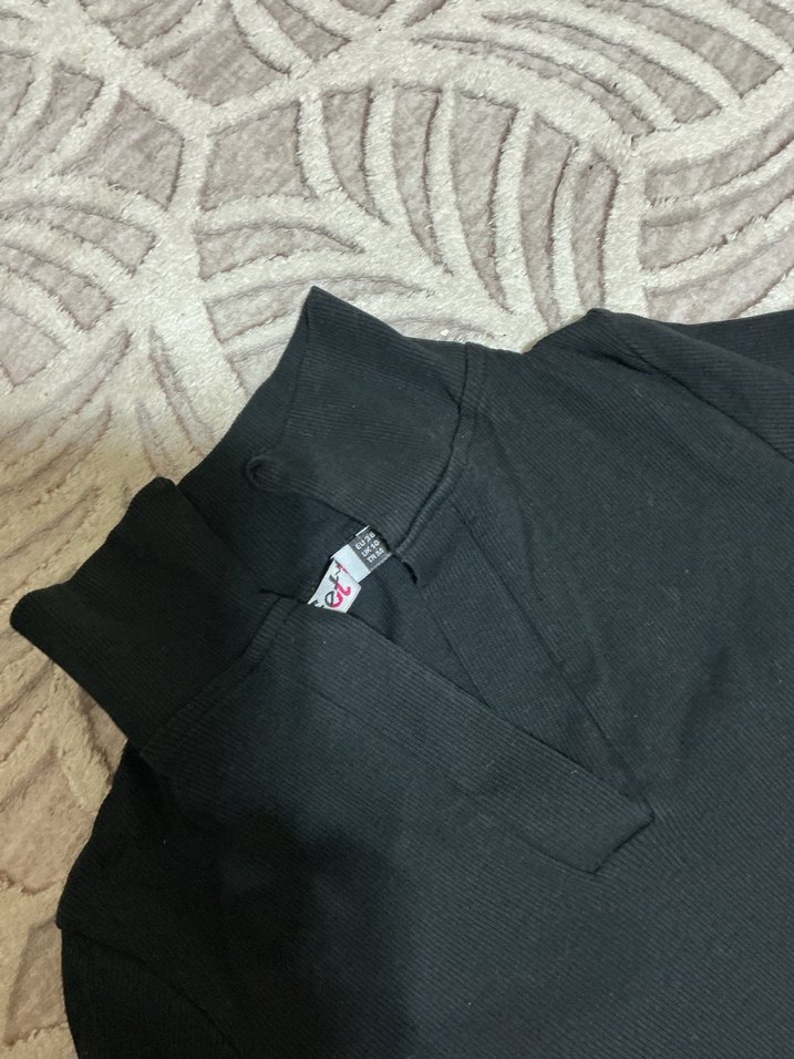 Siyah Yüksek Yaka Mini Kadın Elbise - Görsel 2