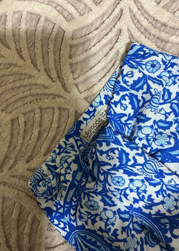 Mavi Bağlama Desenli Uzun Bohem Etek - Görsel 2