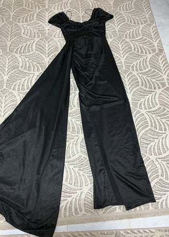 Siyah Drapeli Straplez Uzun Elbise - Görsel 3