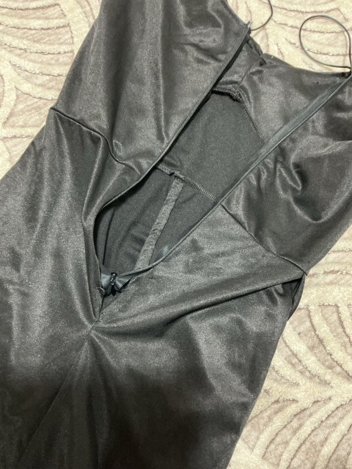 Siyah Drapeli Straplez Uzun Elbise - Görsel 4