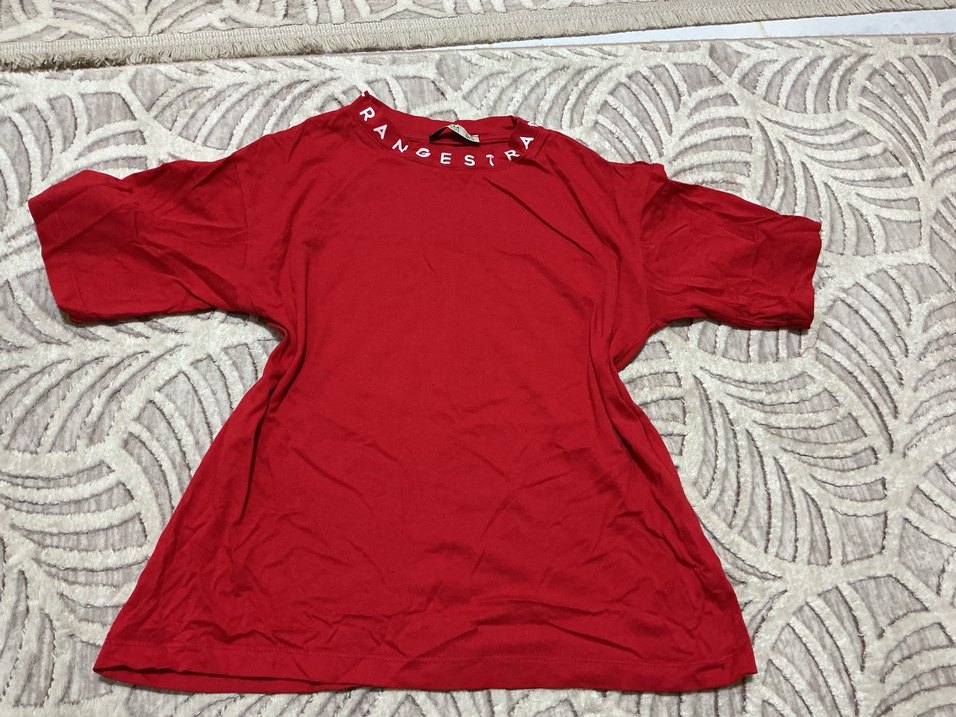 Kırmızı Kadın Kısa Kollu Basic Tişört - Görsel 2