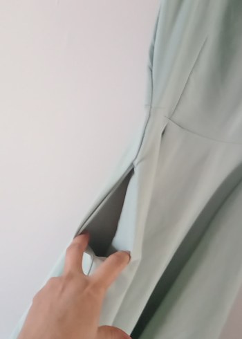 Trendyol marka Çağla  yeşili Uzun Kolsuz Drapeli Kadın Elbise - Görsel 6