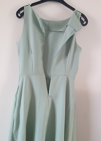 Trendyol marka Çağla  yeşili Uzun Kolsuz Drapeli Kadın Elbise - Görsel 5