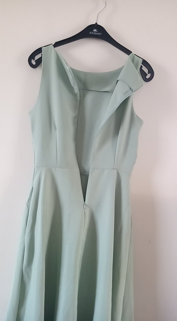 Trendyol marka Çağla  yeşili Uzun Kolsuz Drapeli Kadın Elbise - Görsel 5