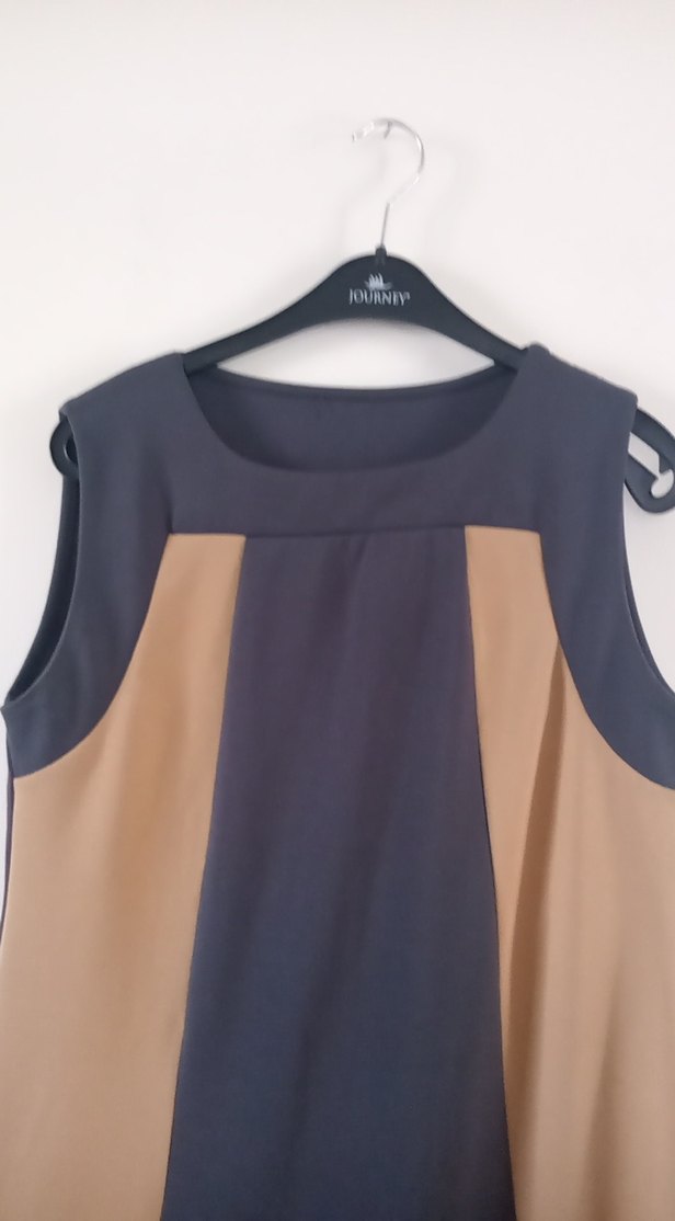 ikiler marka  L beden Bej ve Gri Midi Kadın Elbise - Görsel 2