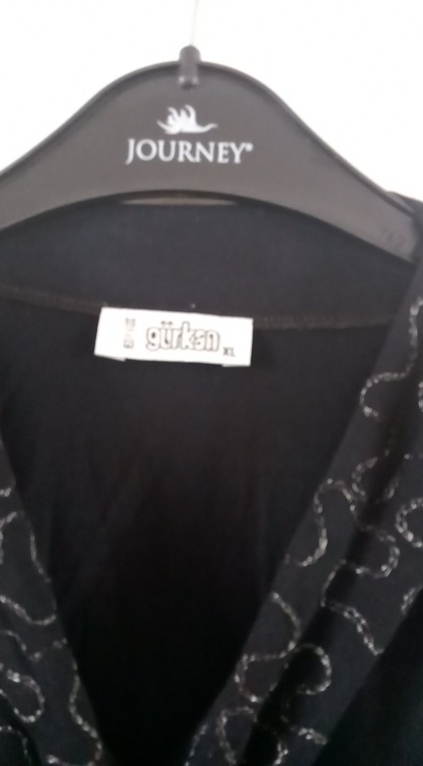 Siyah V Yaka Uzun Kollu penye Bluz - Görsel 2