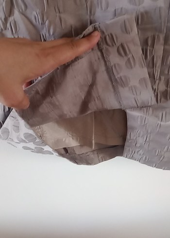 Bej Kısa Kollu Midi Keten Elbise - Görsel 7