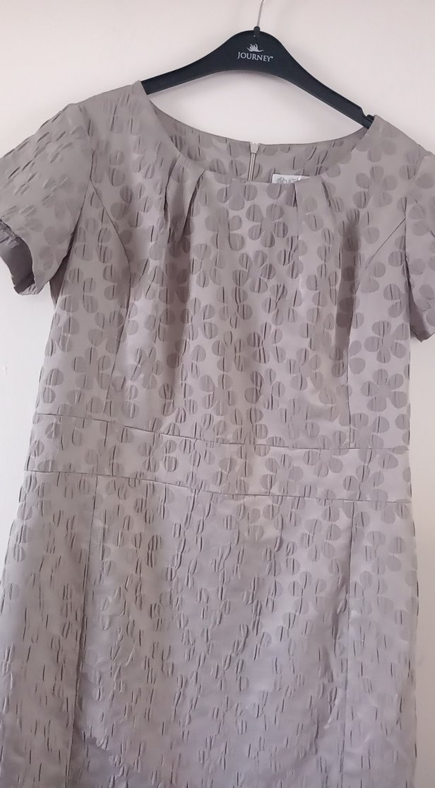 Bej Kısa Kollu Midi Keten Elbise - Görsel 4