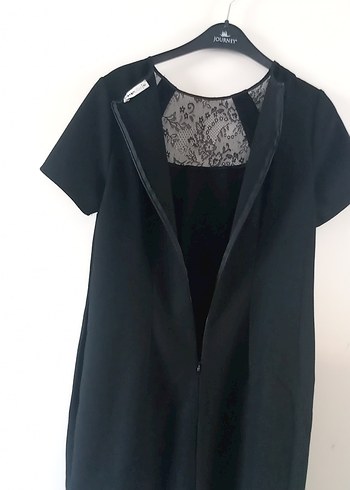 Siyah Saten Kısa Kollu Kalem Elbise - Görsel 8