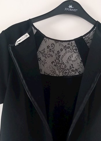 Siyah Saten Kısa Kollu Kalem Elbise - Görsel 9