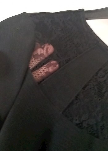 Siyah Saten Kısa Kollu Kalem Elbise - Görsel 5