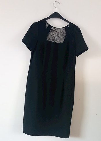 Siyah Saten Kısa Kollu Kalem Elbise - Görsel 10