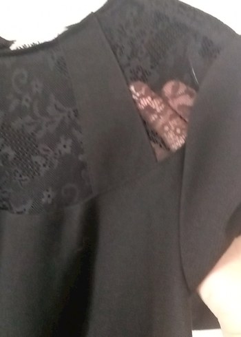 Siyah Saten Kısa Kollu Kalem Elbise - Görsel 6