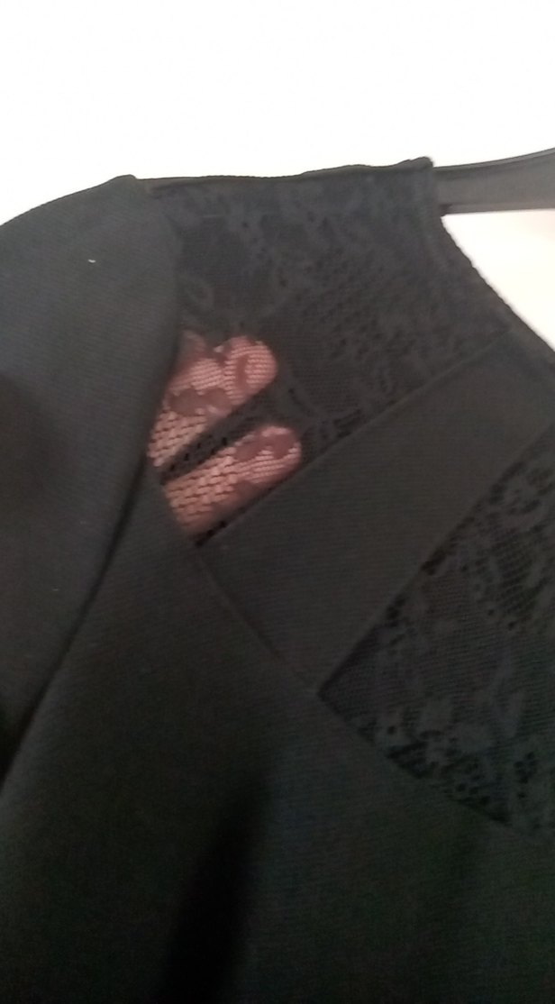 Siyah Saten Kısa Kollu Kalem Elbise - Görsel 5