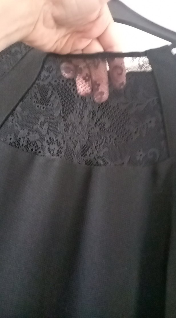 Siyah Saten Kısa Kollu Kalem Elbise - Görsel 3