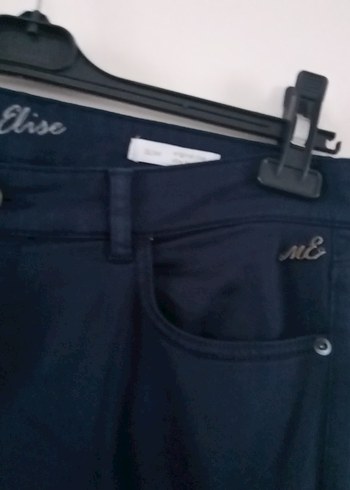 Lacivert Kadın Denim Pantolon Midi Boy - Görsel 5