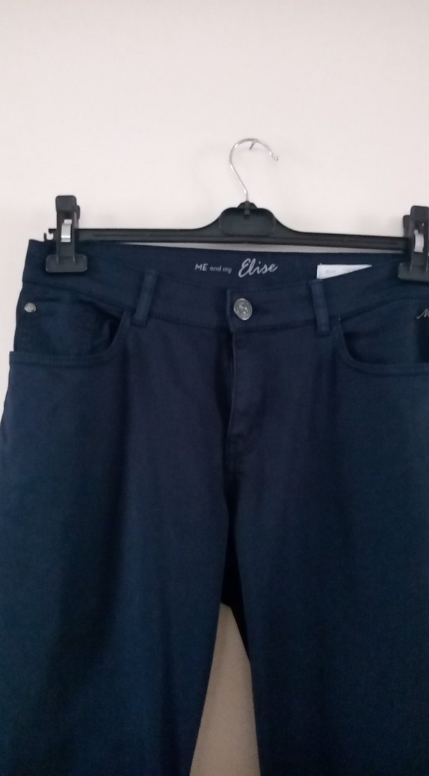 Lacivert Kadın Denim Pantolon Midi Boy - Görsel 2