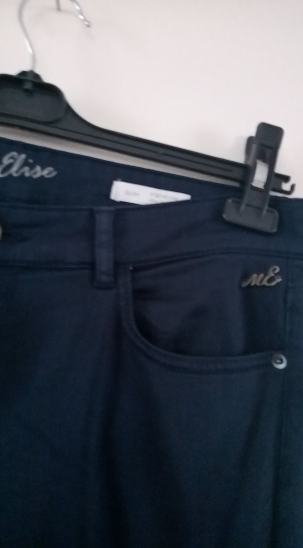 Lacivert Kadın Denim Pantolon Midi Boy - Görsel 5