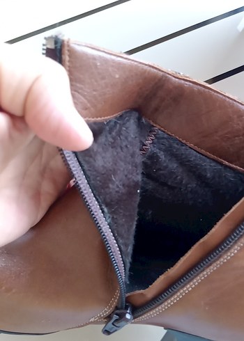 Kahverengi hakiki Deri Topuklu Kadın Bot - Görsel 5