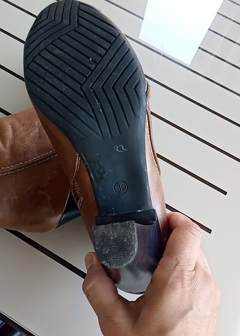 Kahverengi hakiki Deri Topuklu Kadın Bot - Görsel 8