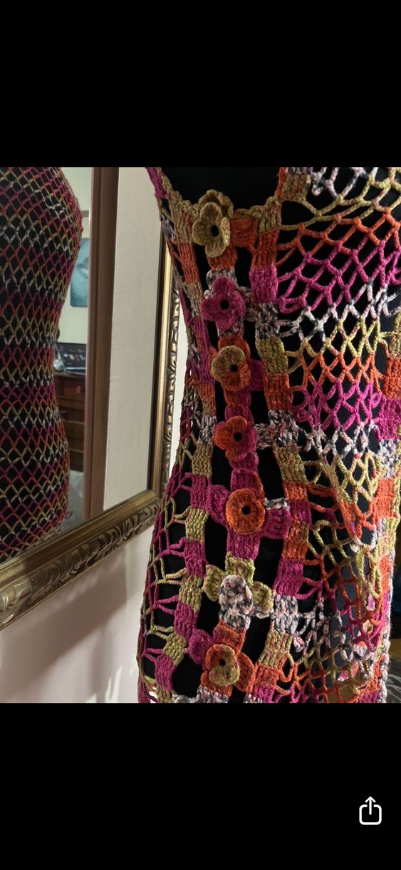 Renkli Örgü Bohem Uzun Yelek - Görsel 2