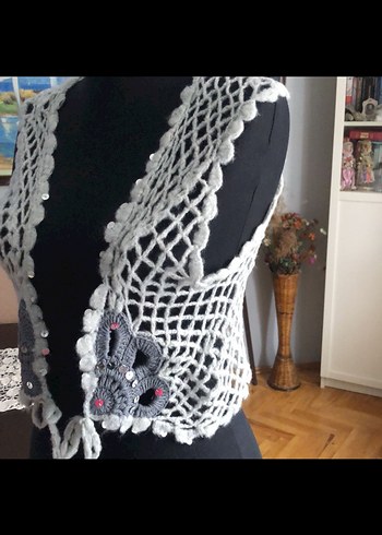 Örgü crop yelek - Görsel 2