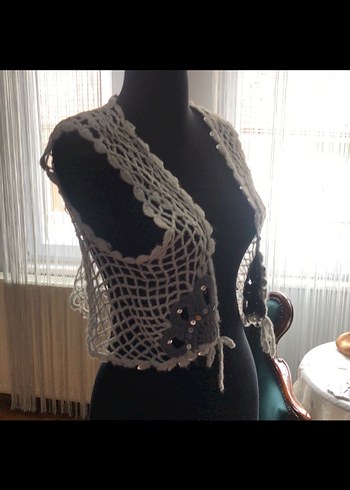 Örgü crop yelek - Görsel 5